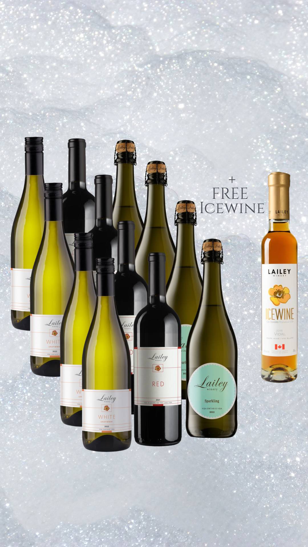 Lailey Holiday Mixed Case (red/white/sparkling) + Free Vidal Icewine!
